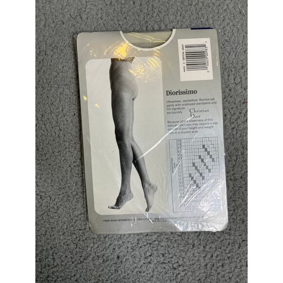 NWT Vintage Christian Dior Pantyhose Size 3 Diorissimo Gray Ultra Sheer 4443 - Picture 5 of 11